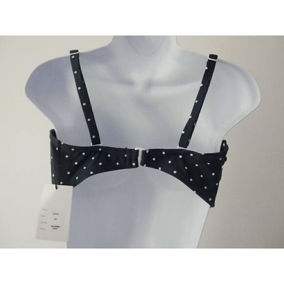Unique Vintage Pin Dot Pin-Up Rialto Bikini Top Navy & White M - Picture 3 of 6